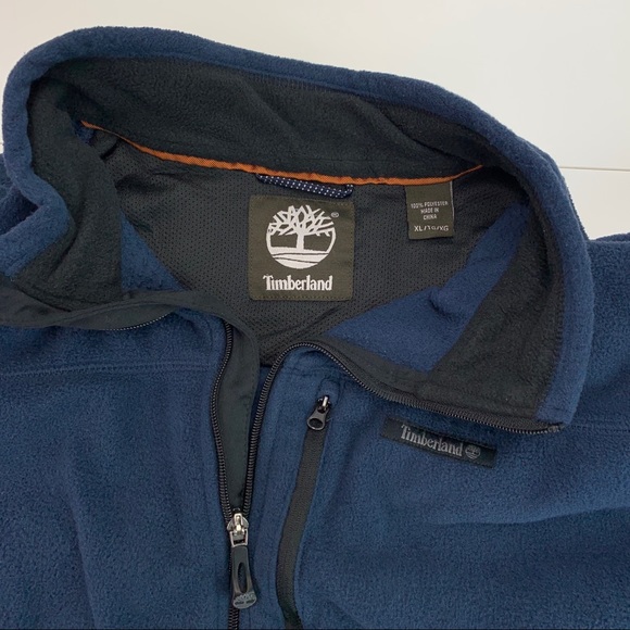 Timberland Full Zip Chest Zipper Pocket Fleece Jacket Blue - Picture 6 of 15